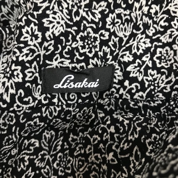 LISAKAI Sz M L Skirt Floral Black White 100% Rayon - Picture 4 of 5
